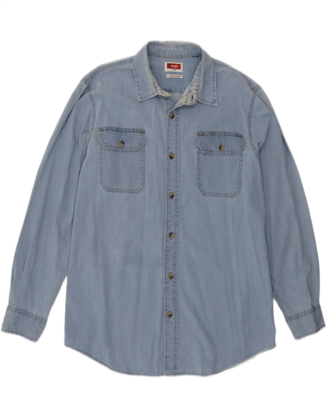 Wrangler Mens Denim Shirt Large Blue
