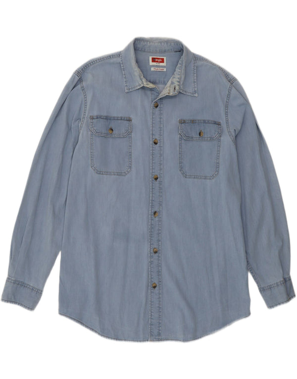 Wrangler Mens Denim Shirt Large Blue