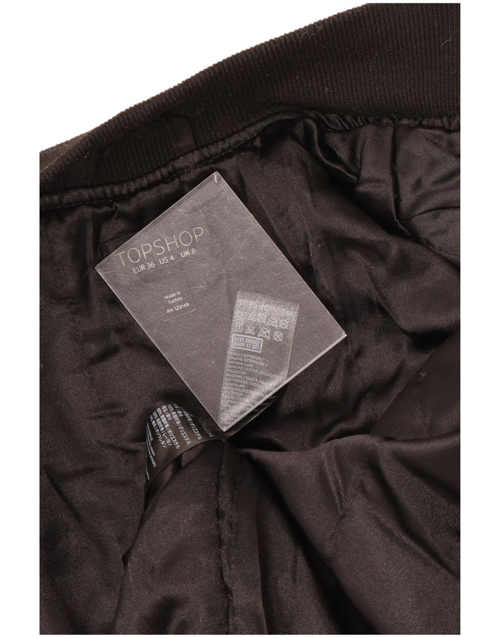 Topshop Womens Bomber Jacket UK 8 Small  Black Polyester