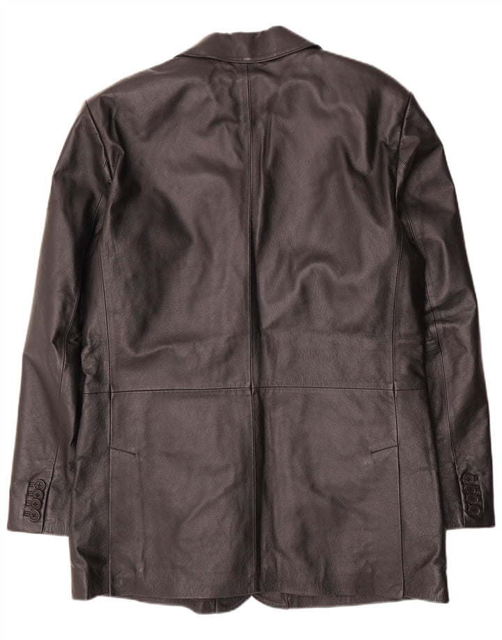 VINTAGE Mens 2 Button Leather Blazer Jacket UK 40 Large Black