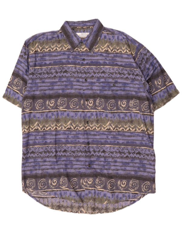 St. Bernard Mens Short Sleeve Shirt Medium Multicoloured Geometric Viscose