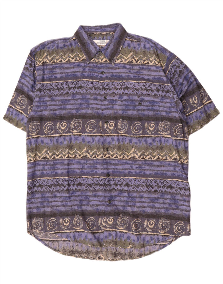 St. Bernard Mens Short Sleeve Shirt Medium Multicoloured Geometric Viscose