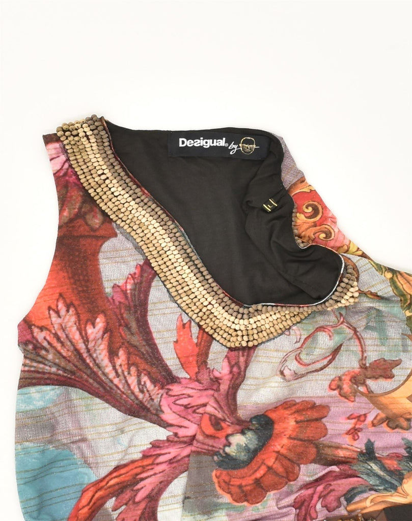 DESIGUAL Womens Sleeveless Basic Dress UK 14 Large Multicoloured Floral | Vintage Desigual | Thrift | Second-Hand Desigual | Used Clothing | Messina Hembry 