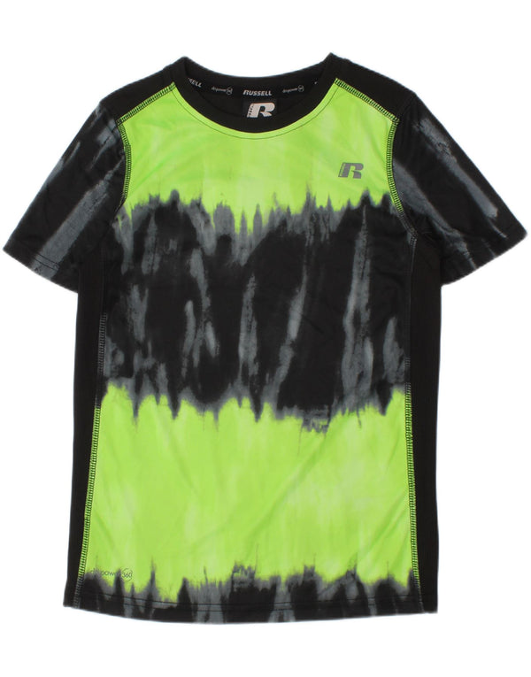 Russell Athletic Boys T-Shirt Top 7-8 Years Medium Black Tie Dye Polyester