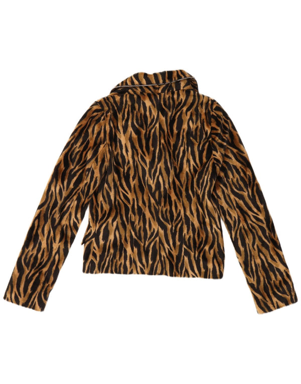 VINTAGE Womens 2 Button Blazer Jacket EU 36 Small Brown Animal Print