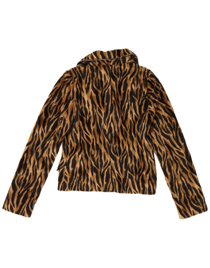 VINTAGE Womens 2 Button Blazer Jacket EU 36 Small Brown Animal Print