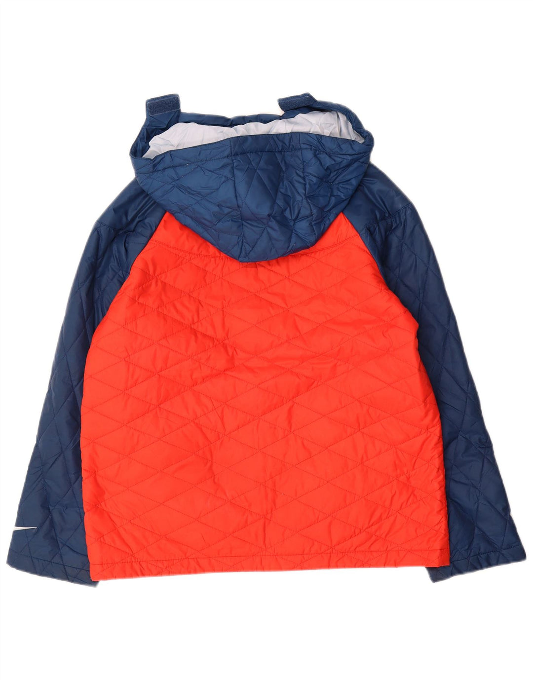 Nike Boys Hooded Quilted Jacket 13-14 Years XL Orange Colourblock Polyester