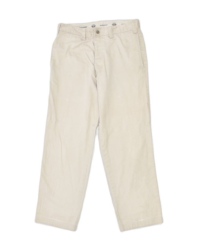 DOCKERS Mens Straight Casual Trousers W33 L30 Beige Cotton | Vintage | Thrift | Second-Hand | Used Clothing | Messina Hembry 