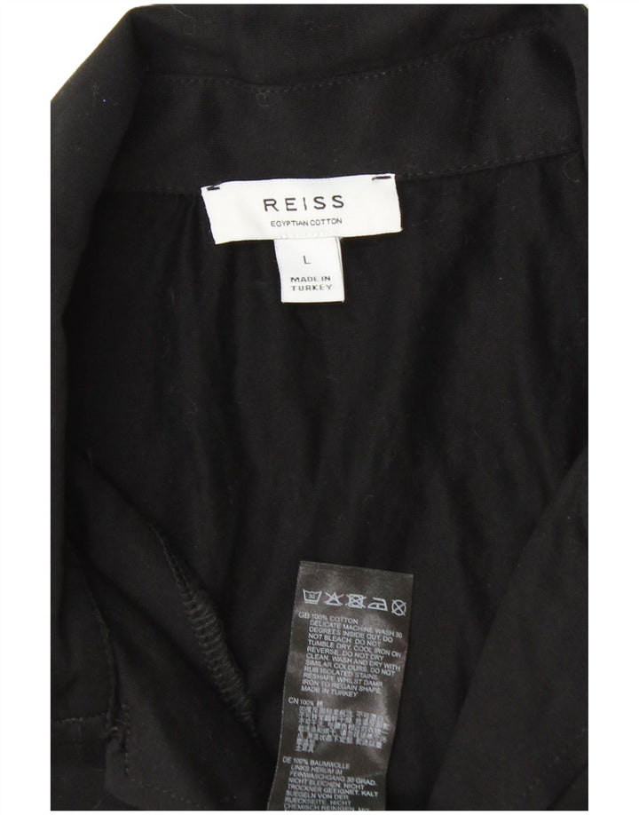 Reiss Mens Short Sleeve Shirt Large Black Cotton