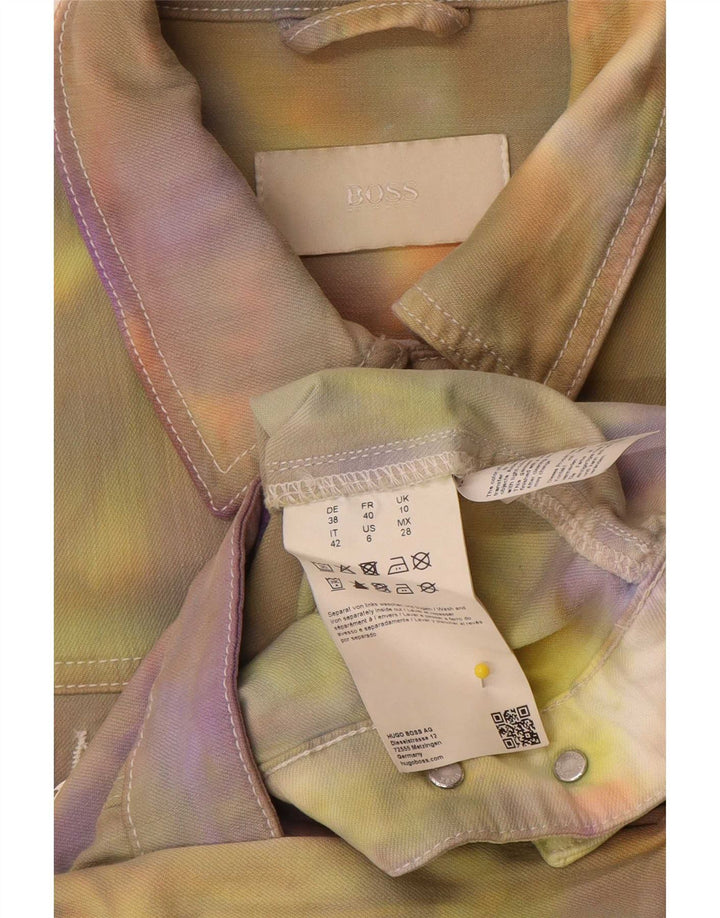 Hugo Boss Womens Denim Jacket UK 10 Small Multicoloured Tie Dye Cotton