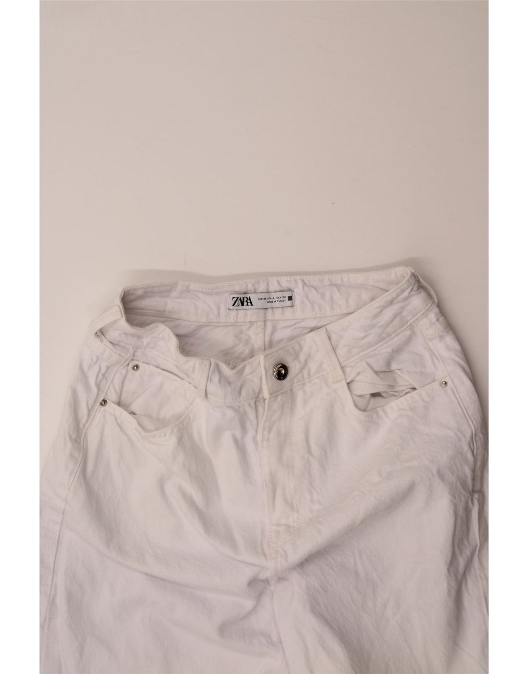 ZARA Womens Tapered Jeans EU 36 Small W26 L28 White Vintage Zara and Second-Hand Zara from Messina Hembry 