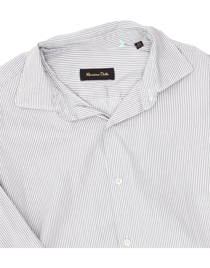 MASSIMO DUTTI Mens Shirt Size 16 1/2 Large Grey Striped Cotton | Vintage Massimo Dutti | Thrift | Second-Hand Massimo Dutti | Used Clothing | Messina Hembry 