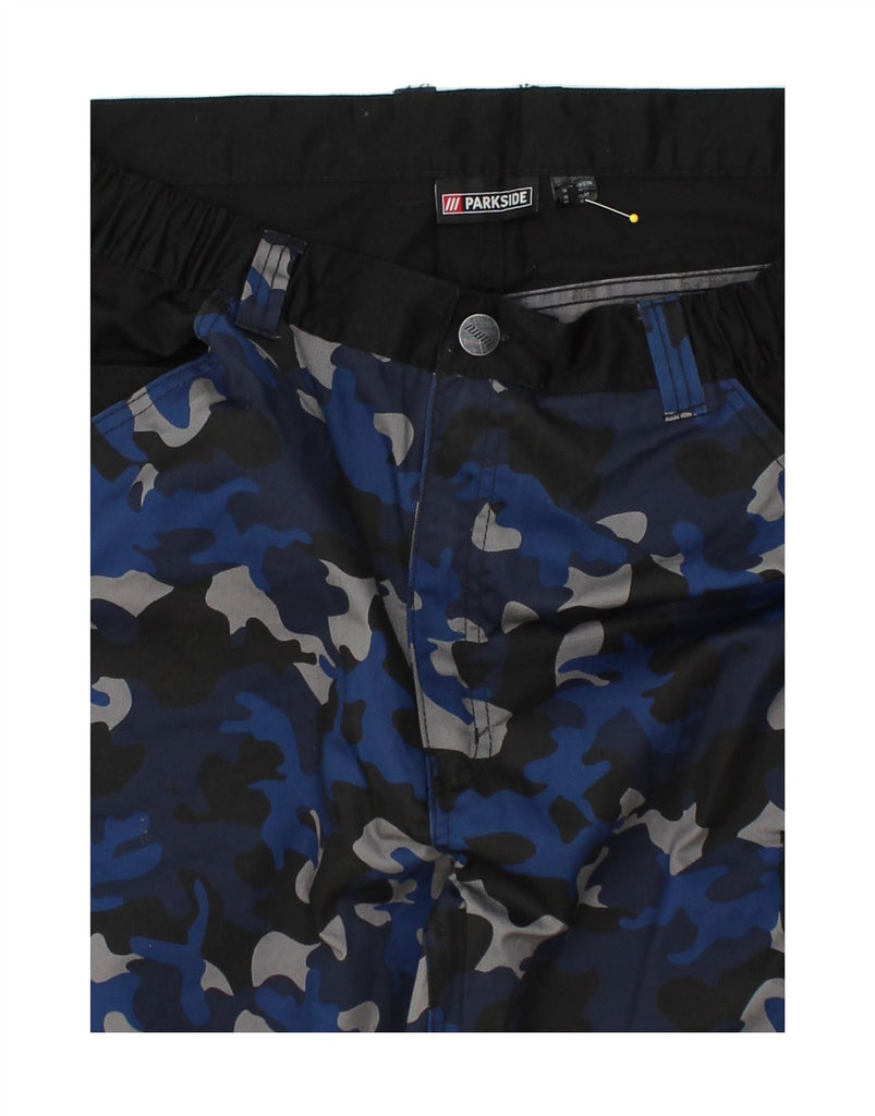 PARKSIDE Mens Straight Cargo Trousers W40 L32 Blue Camouflage Polyester | Vintage Parkside | Thrift | Second-Hand Parkside | Used Clothing | Messina Hembry 