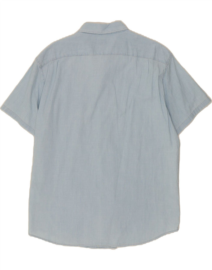 J. CREW Mens Slim Short Sleeve Shirt XL Blue Cotton Vintage J. Crew and Second-Hand J. Crew from Messina Hembry 