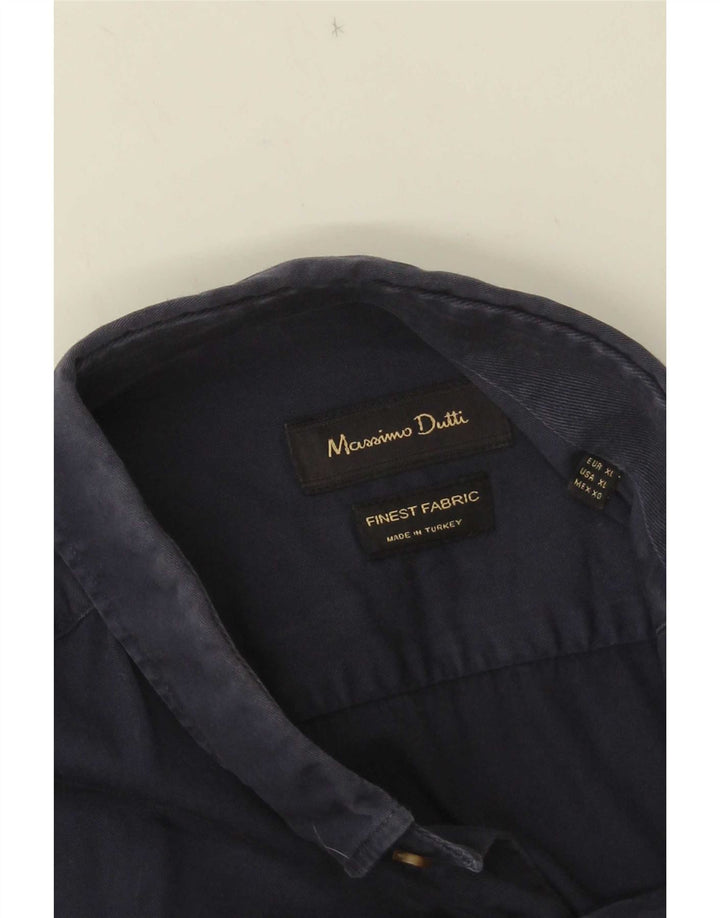 Massimo Dutti Mens Shirt XL Navy Blue