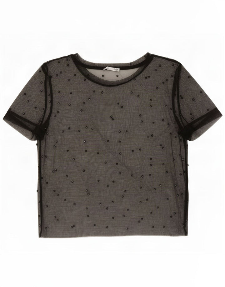 Zara Womens Crop See Through Top UK 10 Small Black