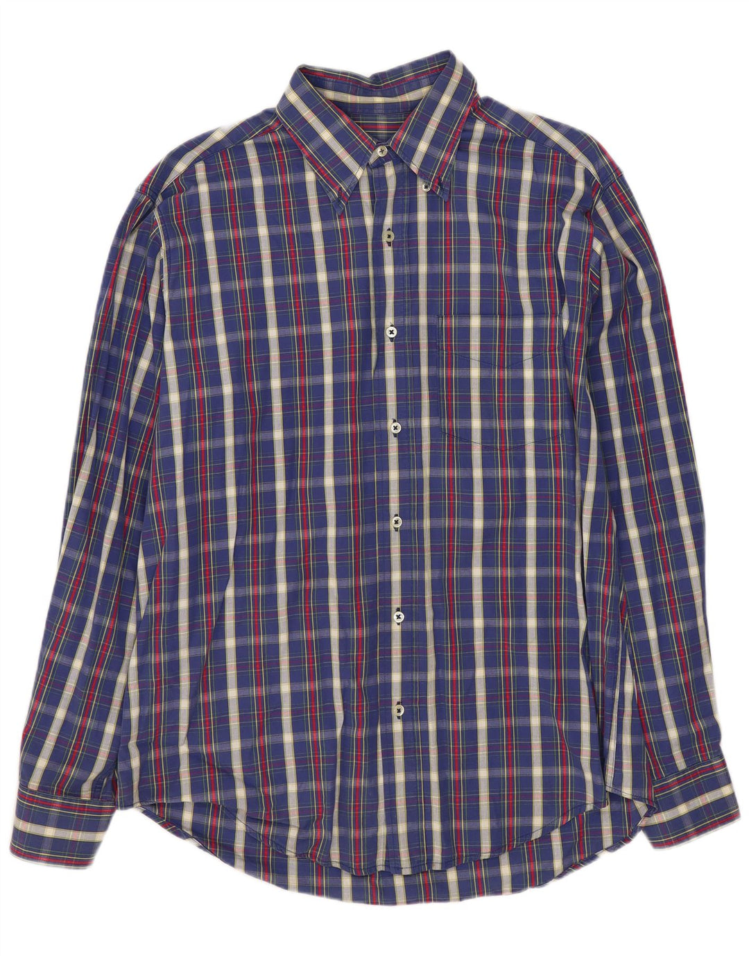 Benetton Mens Shirt Small Navy Blue Check