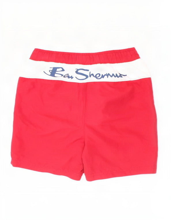 Ben Sherman Boys Graphic Swimming Shorts 7-8 Years Red Colourblock