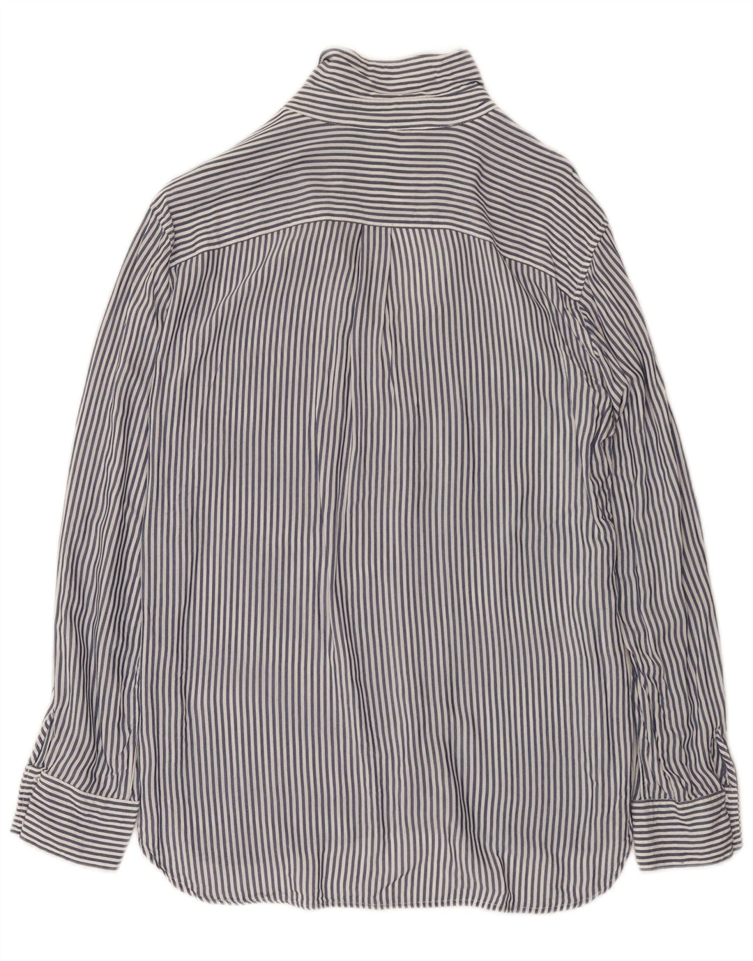 Zara Womens Shirt UK 14 Medium Navy Blue Pinstripe