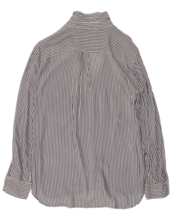 Zara Womens Shirt UK 14 Medium Navy Blue Pinstripe