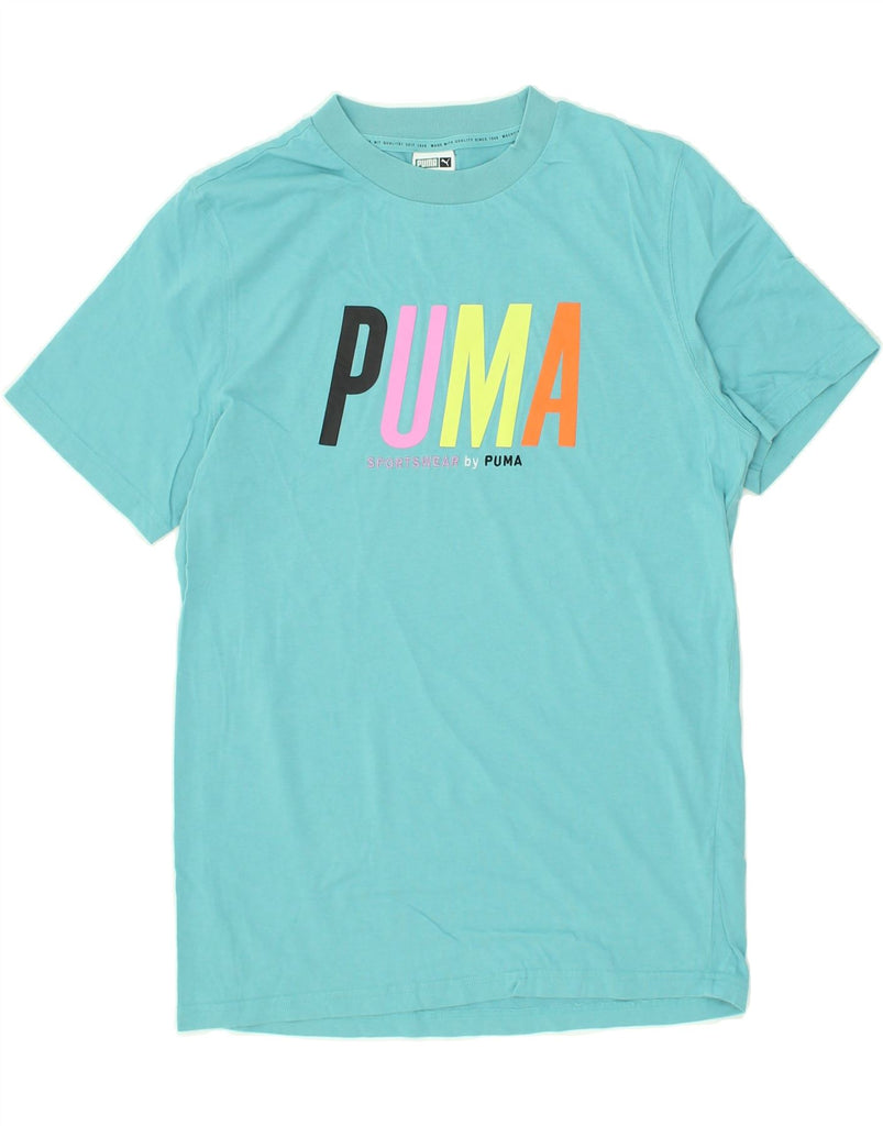 PUMA Mens Graphic T-Shirt Top Medium Blue Cotton | Vintage Puma | Thrift | Second-Hand Puma | Used Clothing | Messina Hembry 