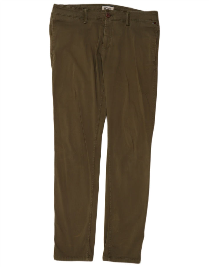 TOMMY HILFIGER Mens Slim Chino Trousers W31 L32 Khaki Cotton