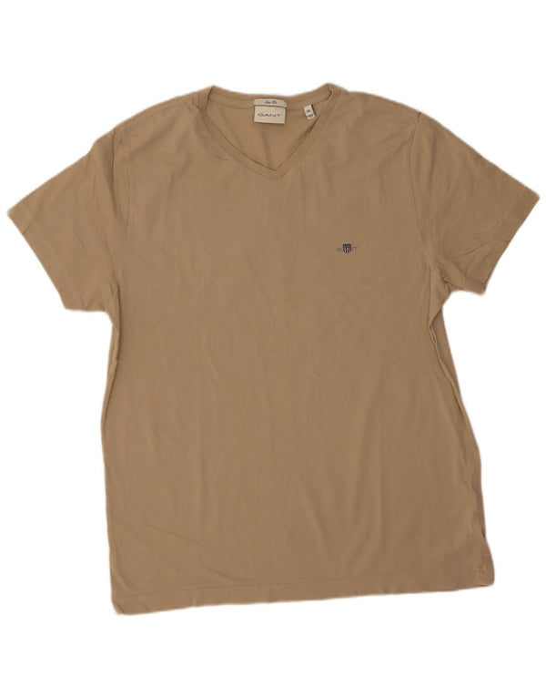 Gant Mens Slim Fit T-Shirt Top 2XL Beige Cotton