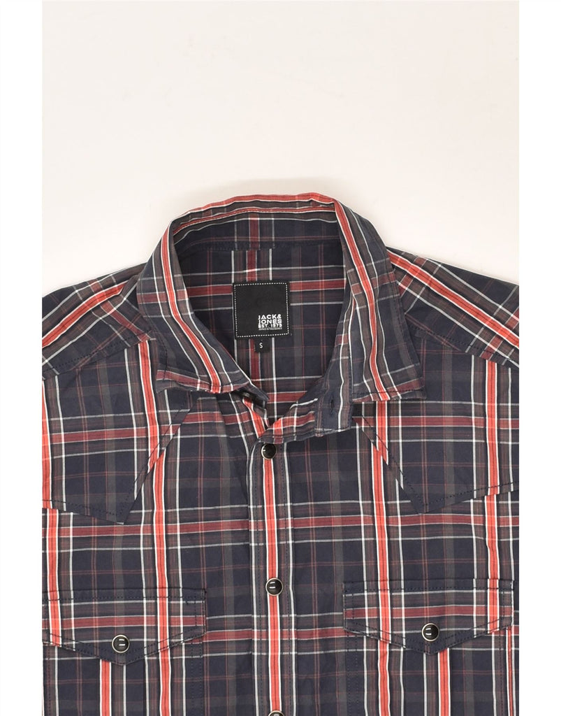 JACK & JONES Mens Shirt Small Navy Blue Check Cotton | Vintage Jack & Jones | Thrift | Second-Hand Jack & Jones | Used Clothing | Messina Hembry 