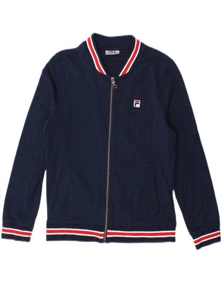 Fila Womens Tracksuit Top Jacket UK 10 Small Navy Blue Cotton