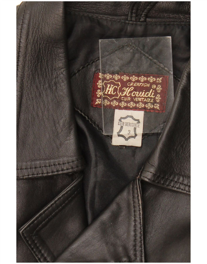 VINTAGE Womens Leather Biker Jacket UK 14 Medium Black Leather