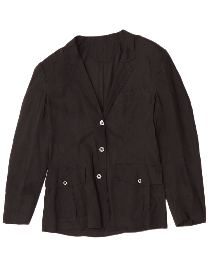 Penny Black Womens 3 Button Blazer Jacket UK 12 Medium  Black Linen
