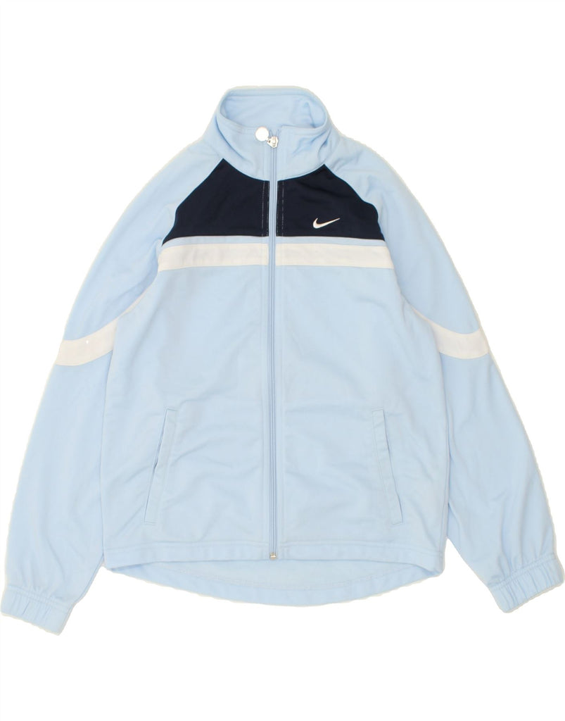 NIKE Boys Graphic Tracksuit Top Jacket 10-11 Years Medium Blue Colourblock | Vintage Nike | Thrift | Second-Hand Nike | Used Clothing | Messina Hembry 