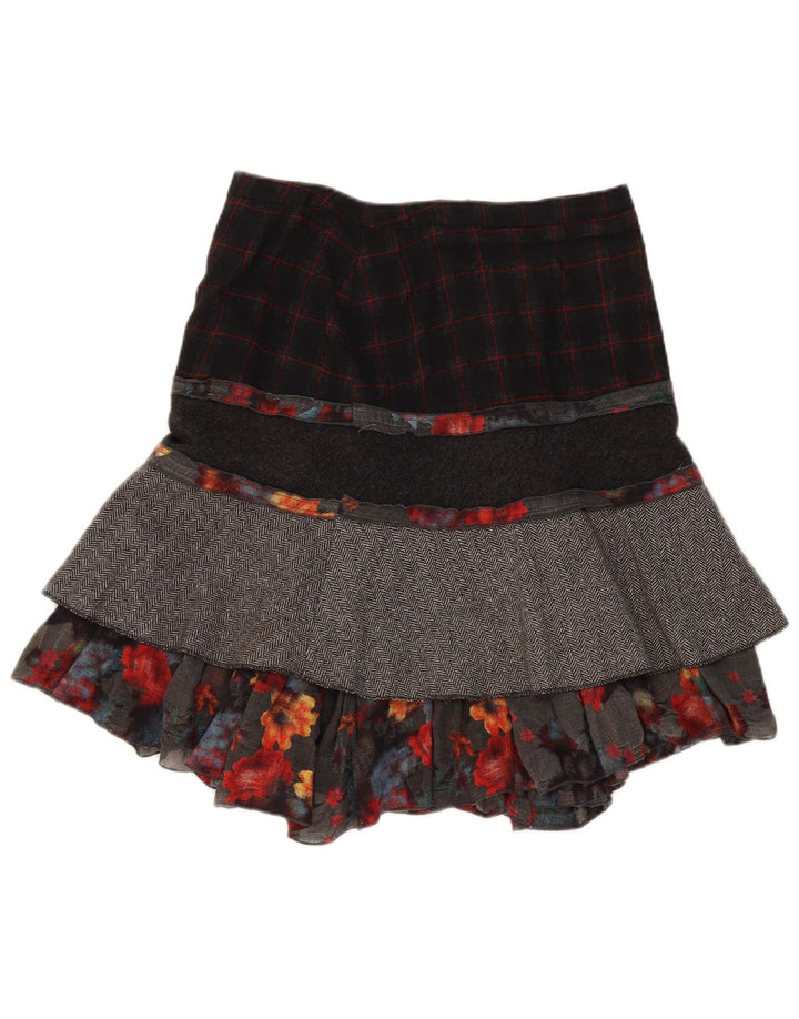 Bellissima Womens Tiered Skirt W32 Large Multicoloured Patchwork Wool