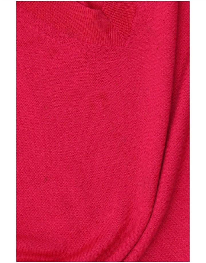 Marks & Spencer Womens V-Neck Jumper Sweater UK 14 Medium Pink Merino Wool