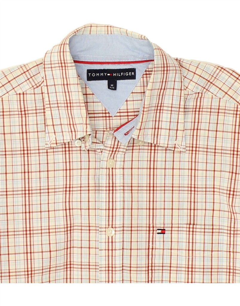 TOMMY HILFIGER Mens Shirt Medium Beige Check Cotton | Vintage Tommy Hilfiger | Thrift | Second-Hand Tommy Hilfiger | Used Clothing | Messina Hembry 