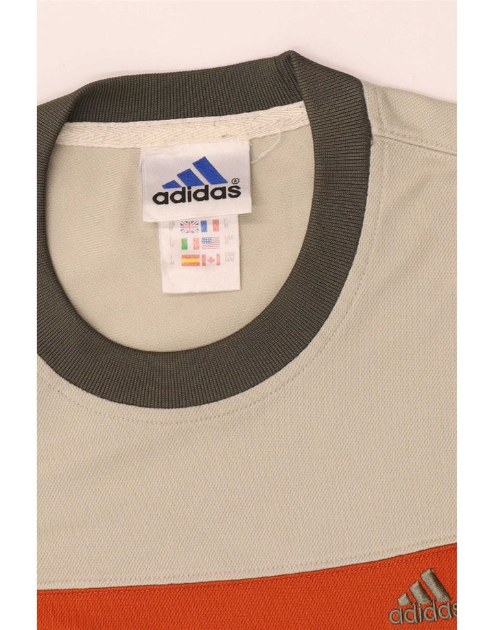 Adidas Mens T-Shirt Top Medium Beige Colourblock Polyester
