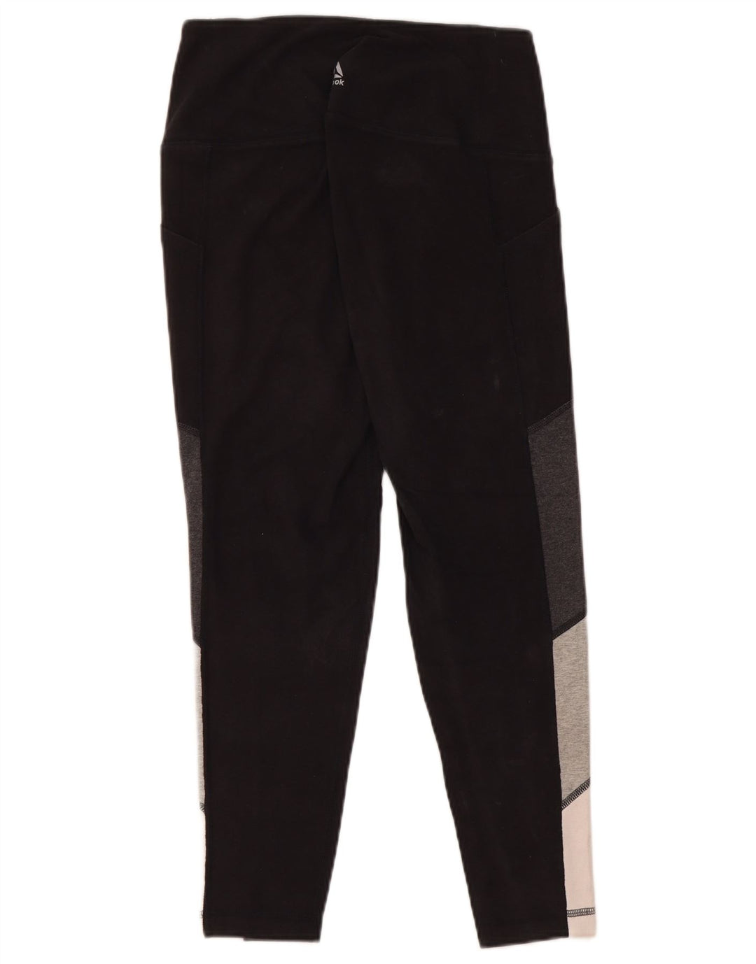 REEBOK Womens Leggings UK 10 Small Black Colourblock Cotton
