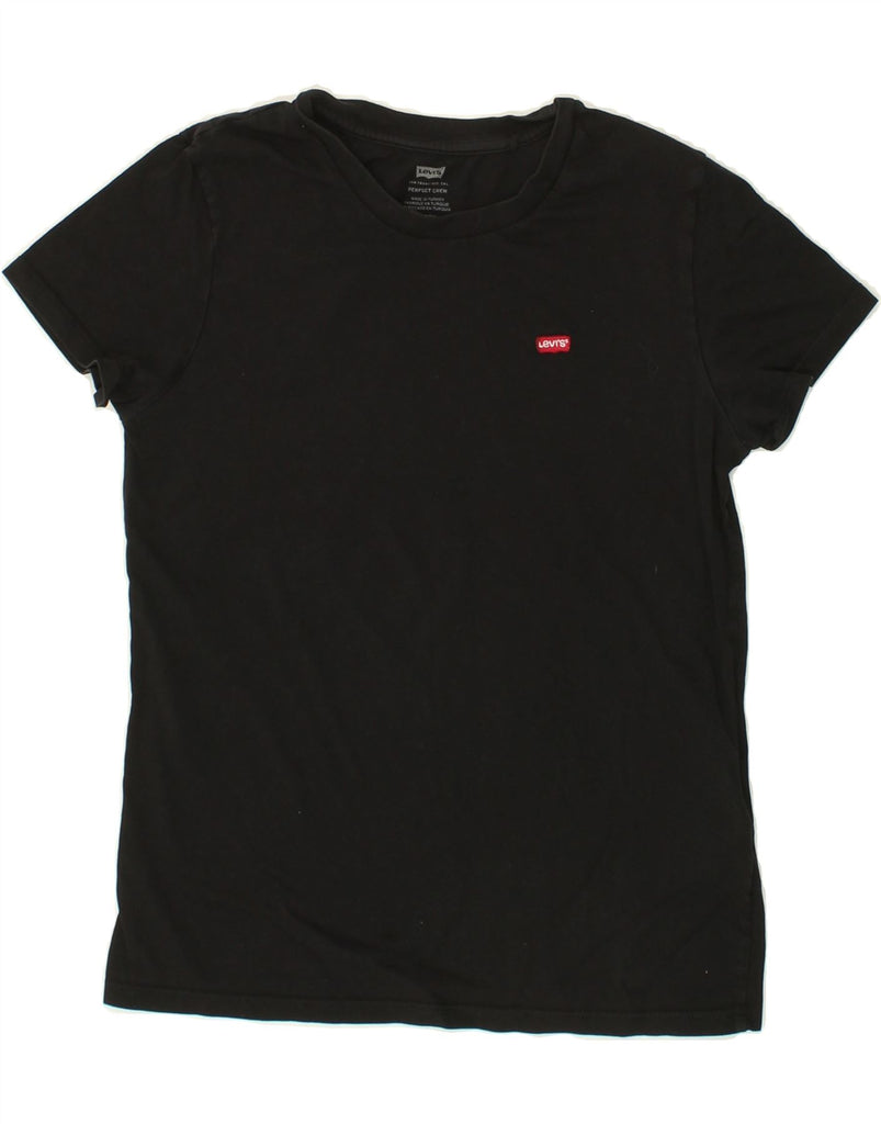 LEVI'S Womens Perfect Crew T-Shirt Top UK 10 Small Black Cotton Vintage Levi's and Second-Hand Levi's from Messina Hembry 