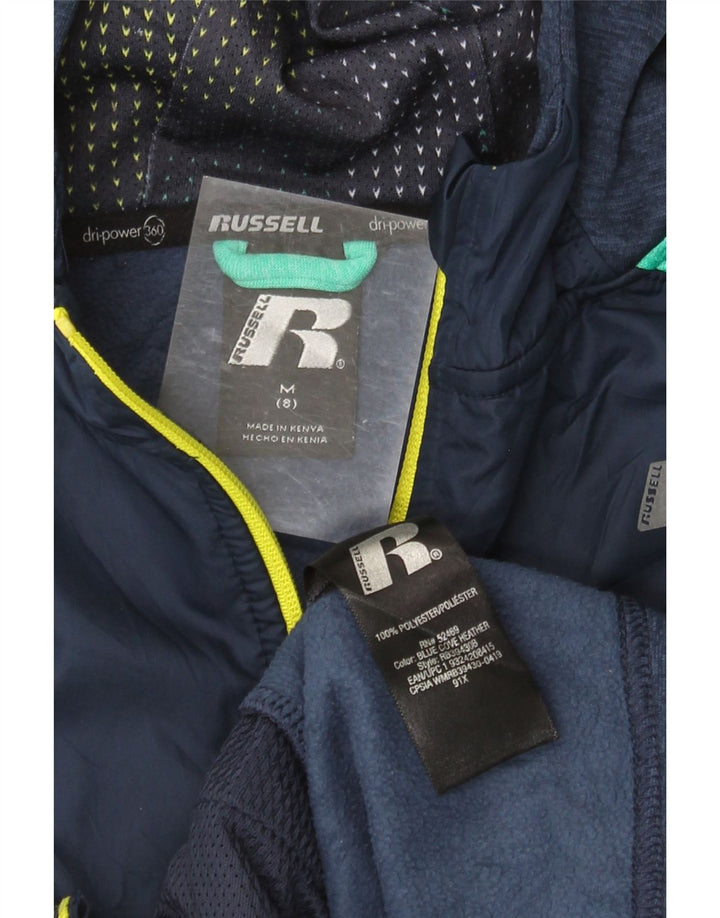RUSSELL ATHLETIC Boys Tracksuit Top Jacket 7-8 Years Medium Navy Blue