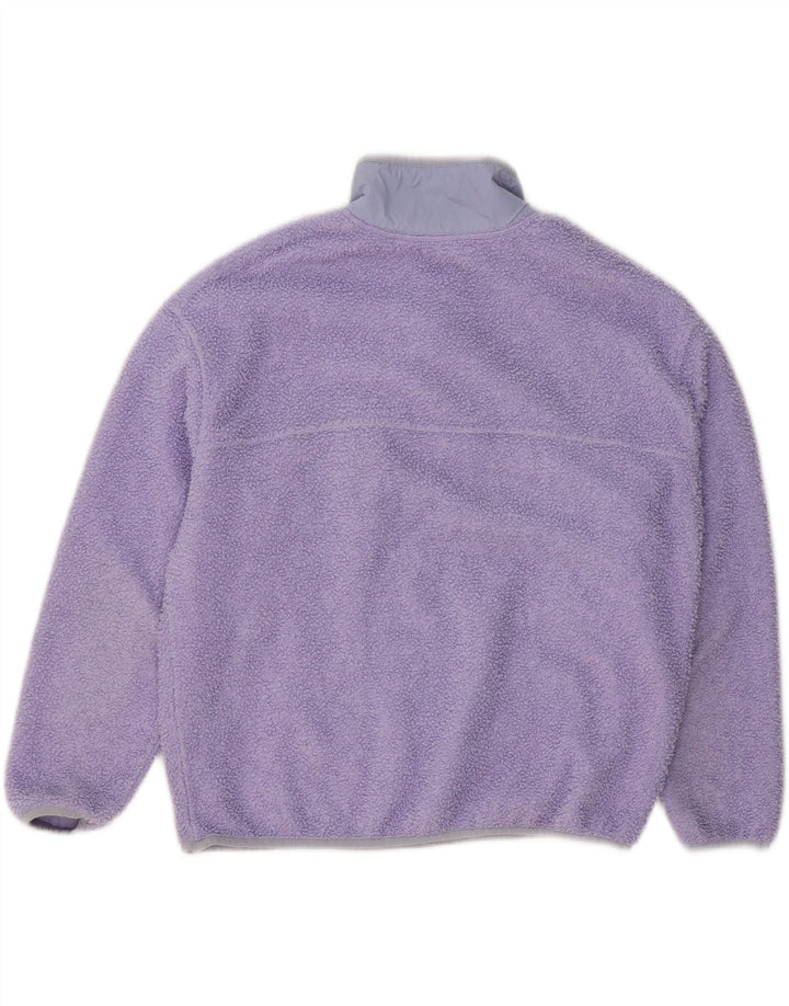 OYSHO Womens Oversized Button Neck Fleece Jumper UK 10 Small Purple