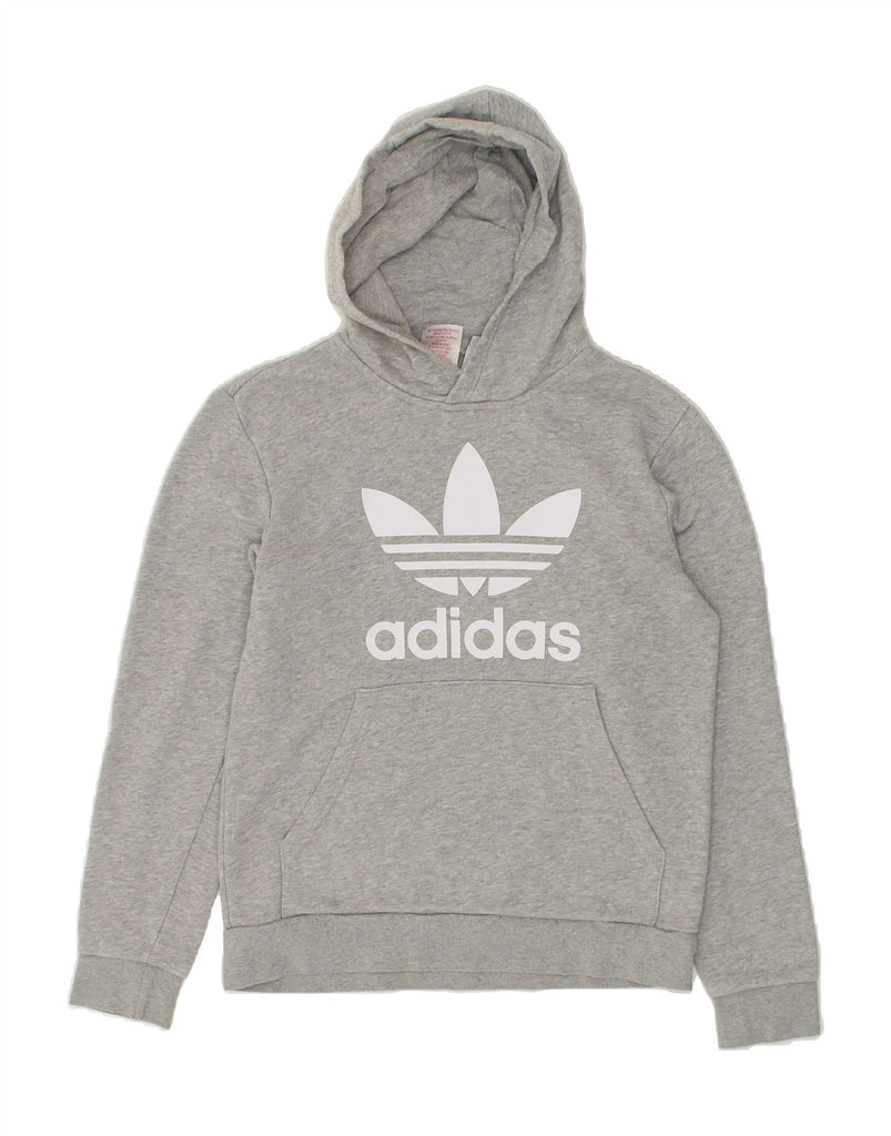 ADIDAS Boys Graphic Hoodie Jumper 12-13 Years Grey Cotton | Vintage Adidas | Thrift | Second-Hand Adidas | Used Clothing | Messina Hembry 