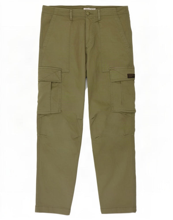 Zara Mens Slim Cargo Trousers EU 40 Medium W31 L30 Khaki Cotton