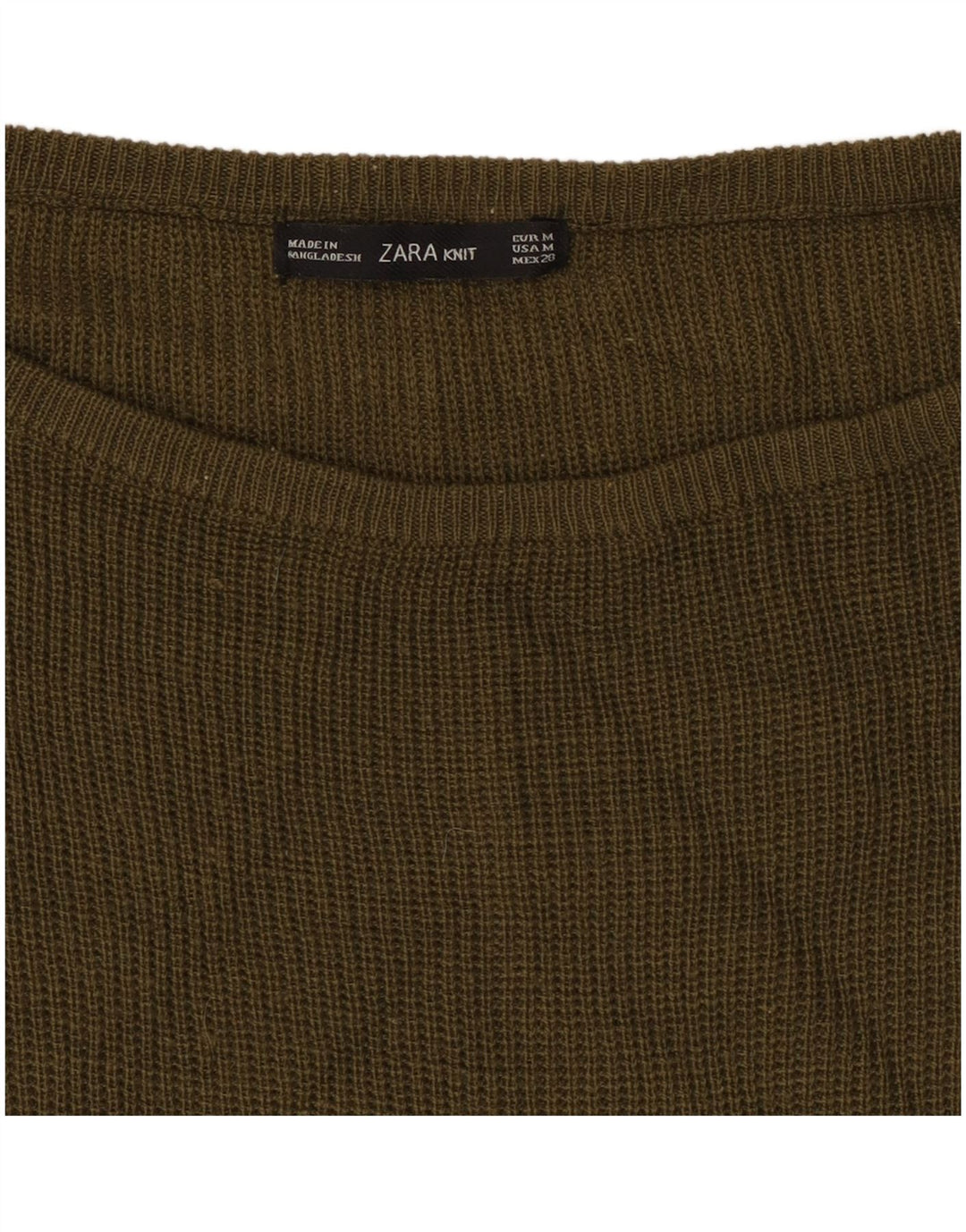 Zara Womens Boat Neck Jumper Sweater UK 14 Medium Khaki