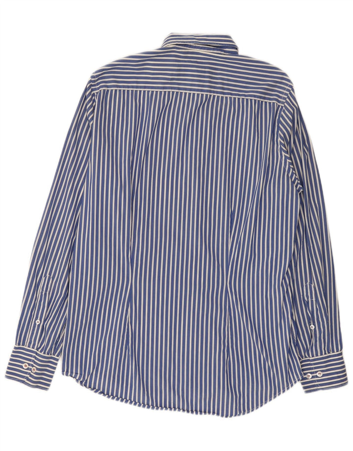 Fred Perry Mens Slim Fit Shirt Medium Blue Striped Cotton