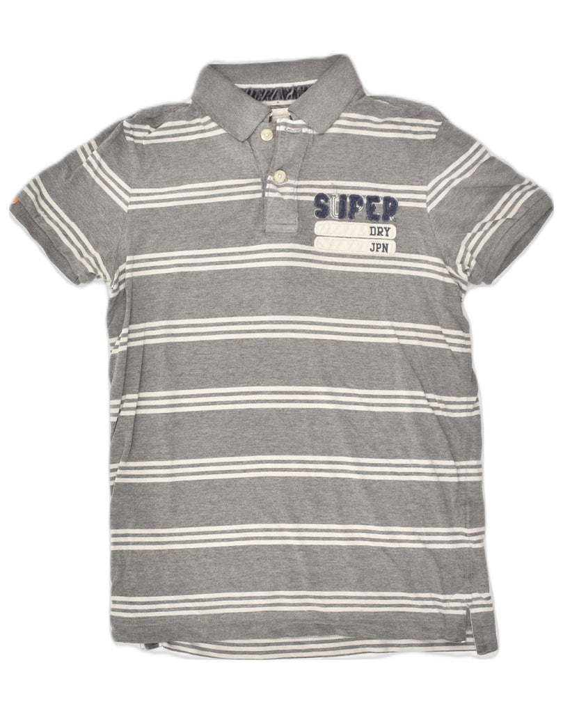 SUPERDRY Mens Polo Shirt Small Grey Striped Cotton | Vintage Superdry | Thrift | Second-Hand Superdry | Used Clothing | Messina Hembry 