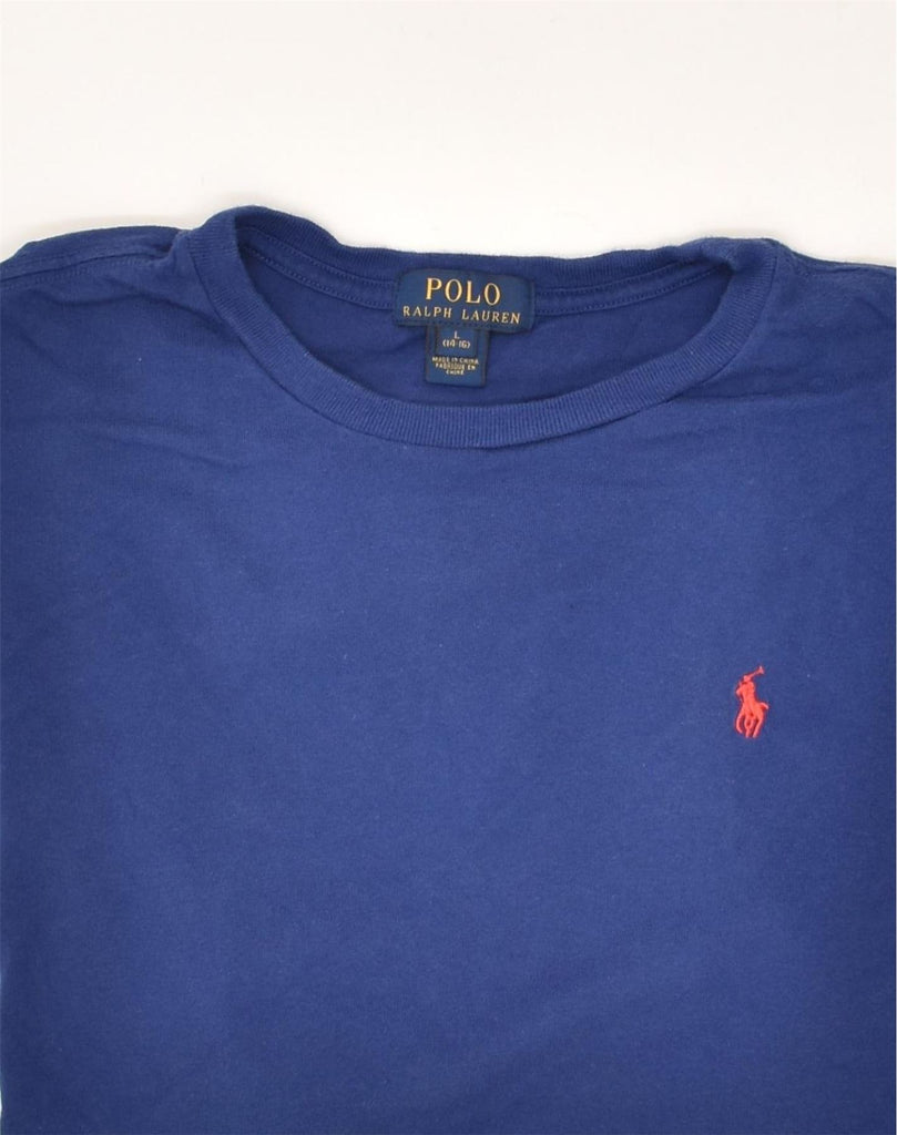 POLO RALPH LAUREN Girls Top Long Sleeve 14-15 Years Large Blue Cotton | Vintage Polo Ralph Lauren | Thrift | Second-Hand Polo Ralph Lauren | Used Clothing | Messina Hembry 