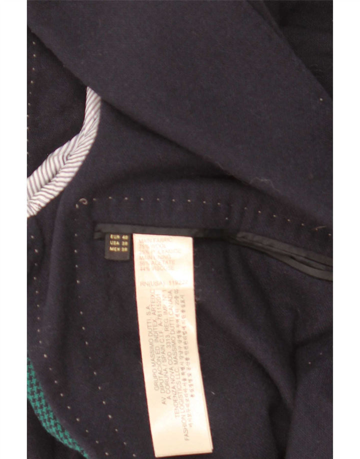 Massimo Dutti Mens 2 Button Blazer Jacket EU 48 Medium Navy Blue Wool