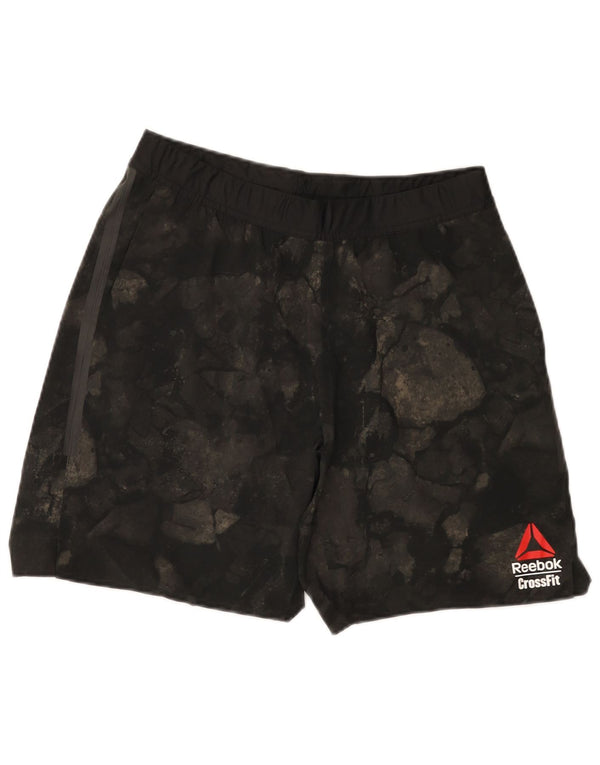 Reebok Mens Cross Fit Graphic Sport Shorts Medium Black Geometric Polyester