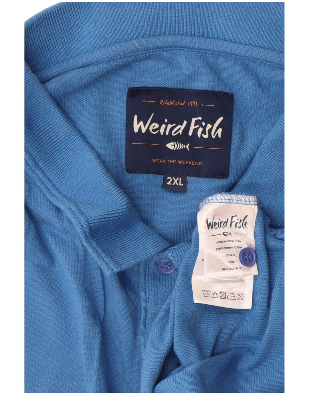 Weird Fish Mens Polo Shirt 2XL Blue Cotton