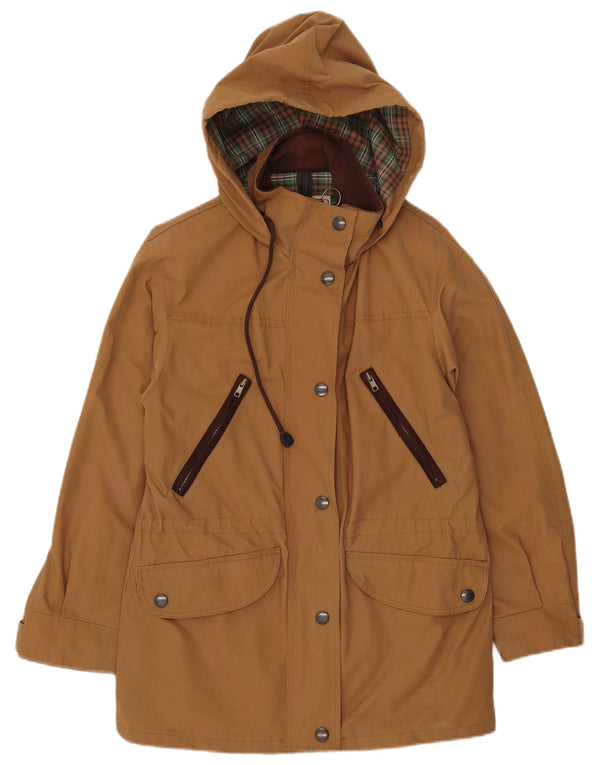 Lavenir Womens Hooded Oversized Parka Jacket UK 6 XS Beige Cotton